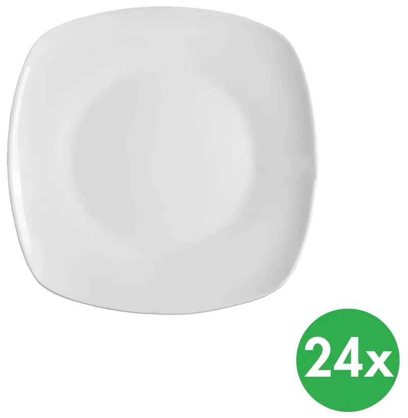 Dezertný tanier hranatý MONA 18,5 x 18,5 cm, porcelán, 24 ks