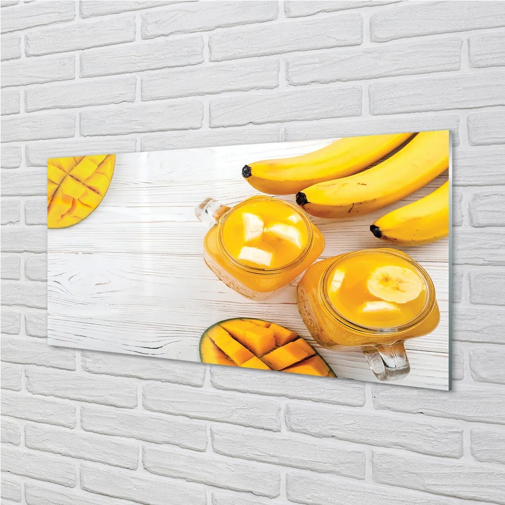 Sklenený obklad do kuchyne Mango banán smoothie 120x60 cm