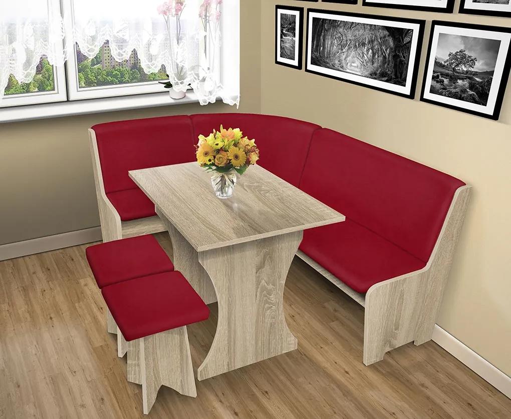 Nabytekmorava Jedálenská rohová lavica sa štokrlemi a stolom farba lamina: buk 381, čalúnenie vo farbe: 53769-1004