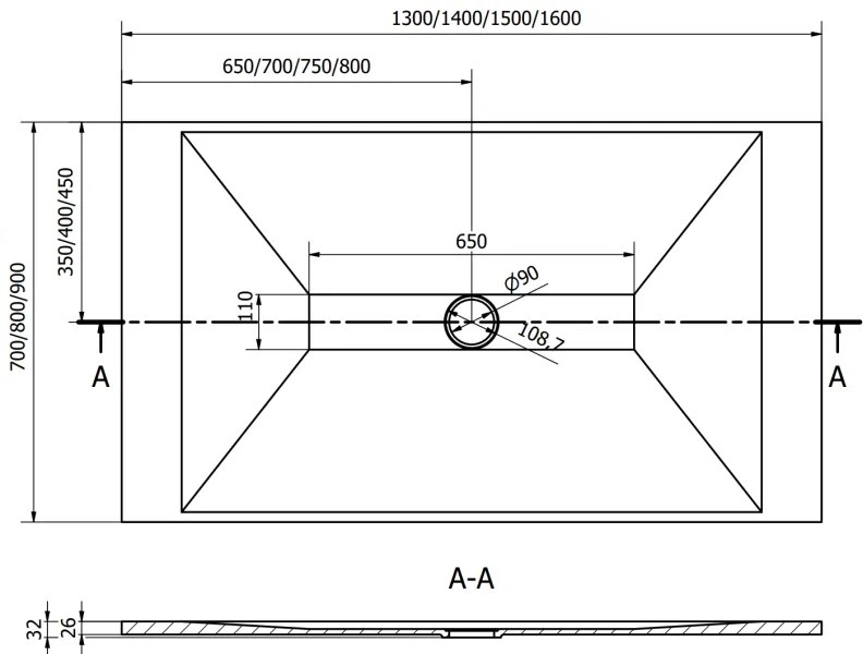 Mexen Toro, SMC obdĺžniková sprchová vanička 130 x 90 cm, biela, 43109013