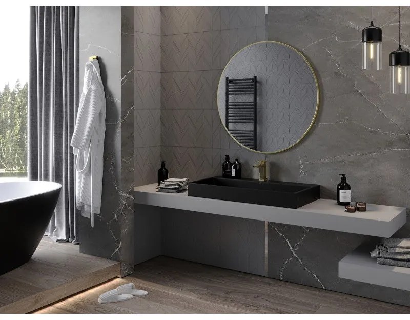 Mexen Loft, okrúhle kúpeľňové zrkadlo 90 cm, farba rámu zlatá lesklá, 9850-090-090-000-50