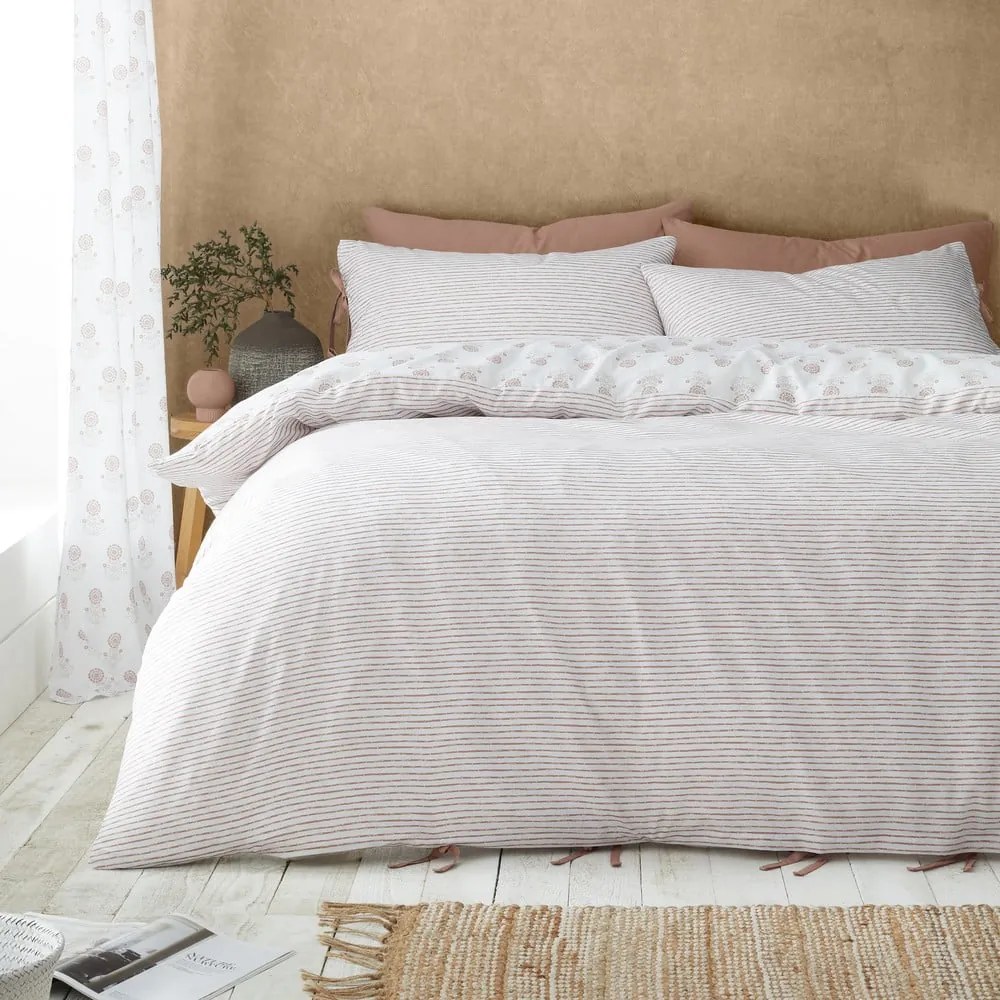 Biele predĺžené obliečky na dvojlôžko 230x220 cm Woodblock Floral – Pineapple Elephant