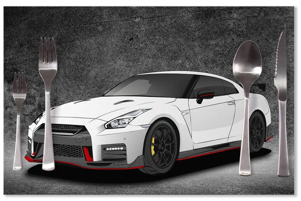 Sablio Prestieranie Nissan GTR 35 Sivý: 40x30cm