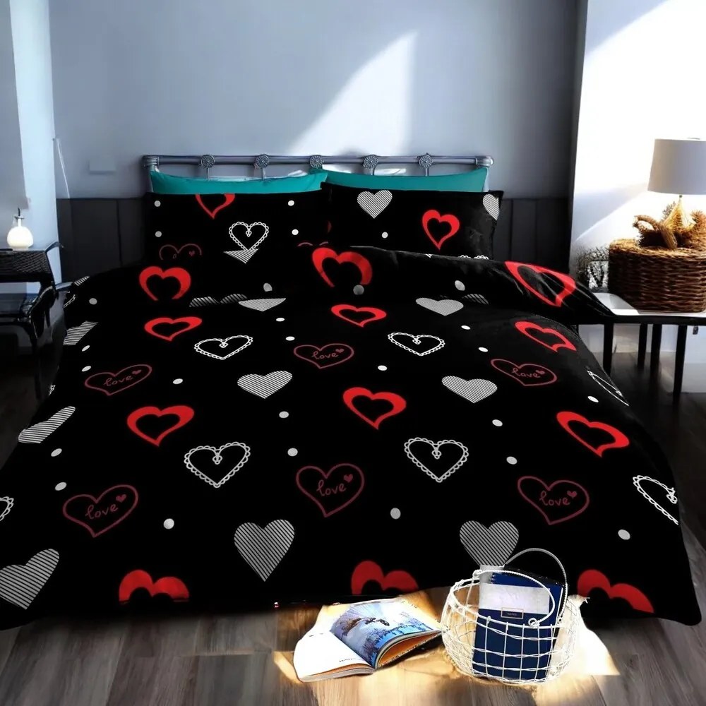 Bavlnené obliečky Homa ROMEA BLACK 7-dielna sada 140x200 cm