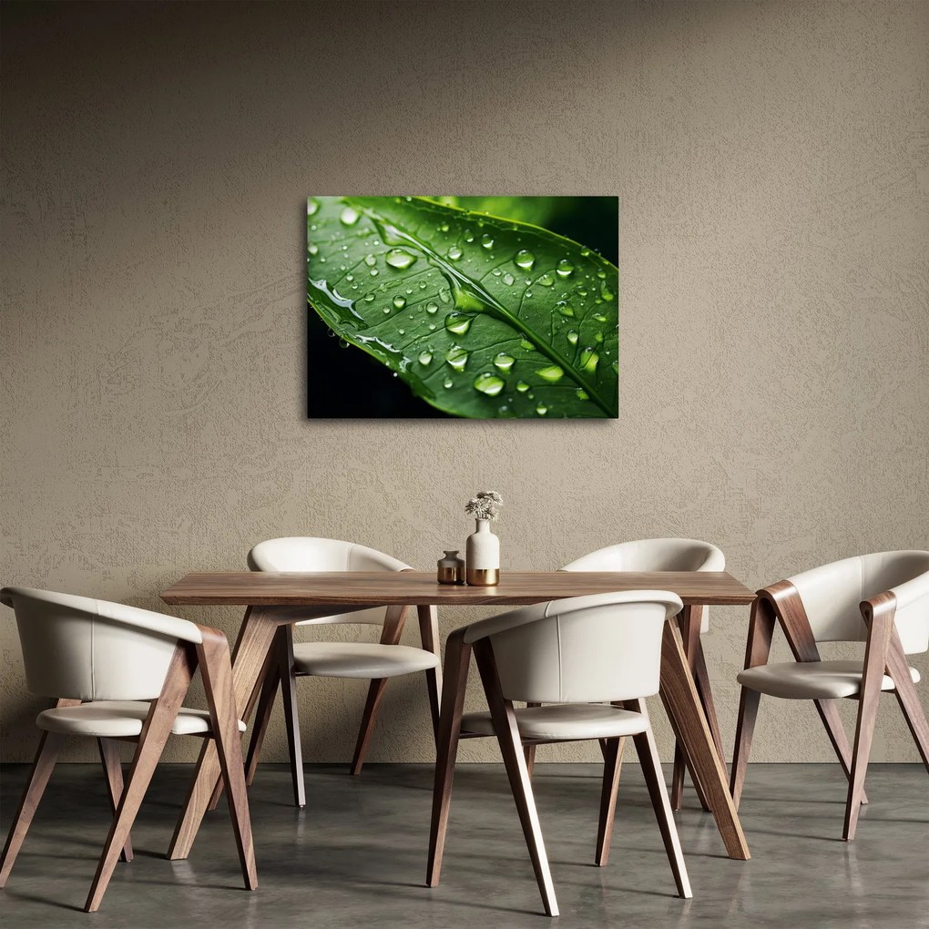 Obraz - List po daždi (70x50 cm)