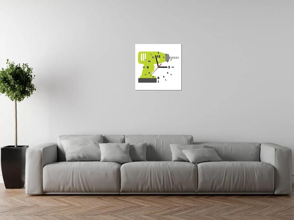Gario Obraz s hodinami Zelená vŕtačka Rozmery: 30 x 30 cm