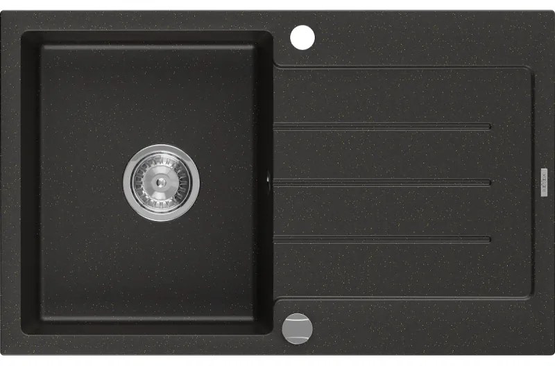 Mexen Bruno - drez granitový 79,5x49,5cm, 1-komorový, čierna-zlatá, 6513791010-75