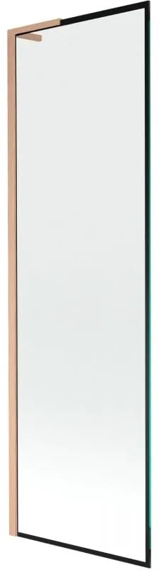 Mexen Next L, 1-krídlová vaňová zástena 60 x 150 cm, 6mm číre sklo-čierny vzor, medený profil, 895-060-000-03-70-65