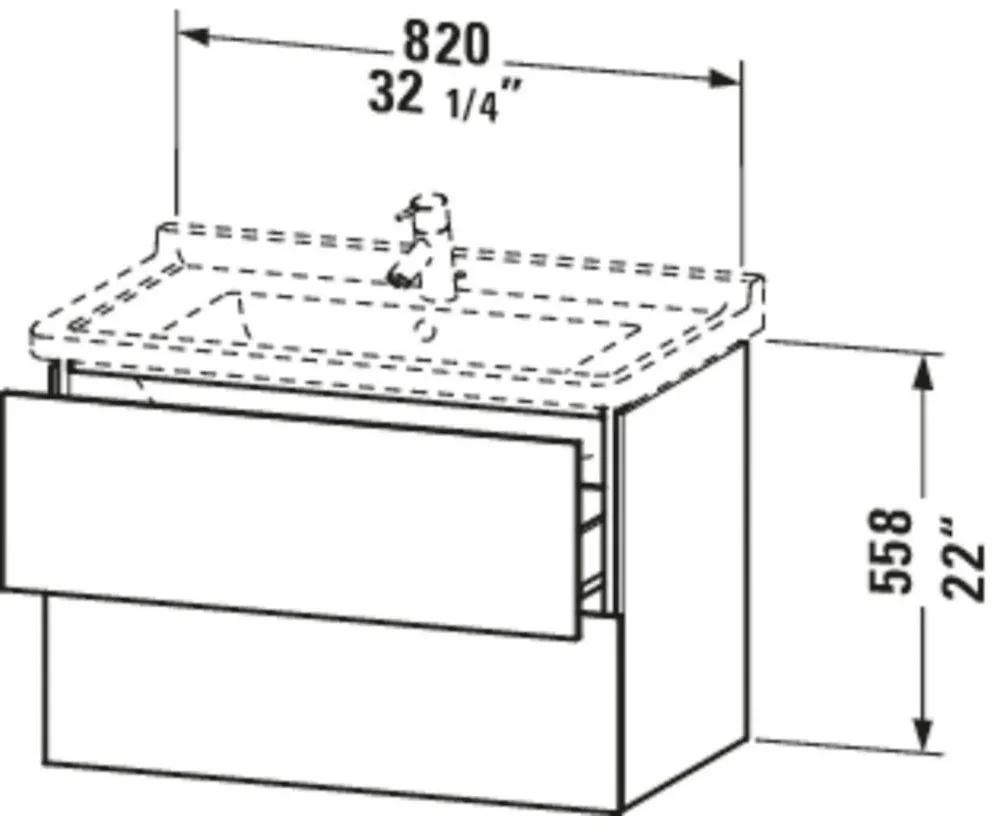 DURAVIT L-Cube závesná skrinka pod umývadlo, 2 zásuvky, 820 x 469 x 558 mm, biela vysoký lesk, LC626502222