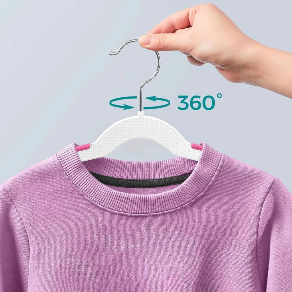 Sada 30 ks dětských ramínek KIDSI bílo-růžová