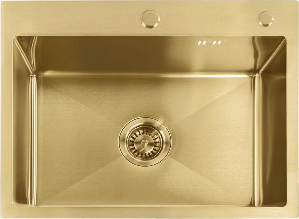 Rea Liam, oceľový kuchynský drez 530x450x200mm + sifón, zlatá matná, ZLE-06007