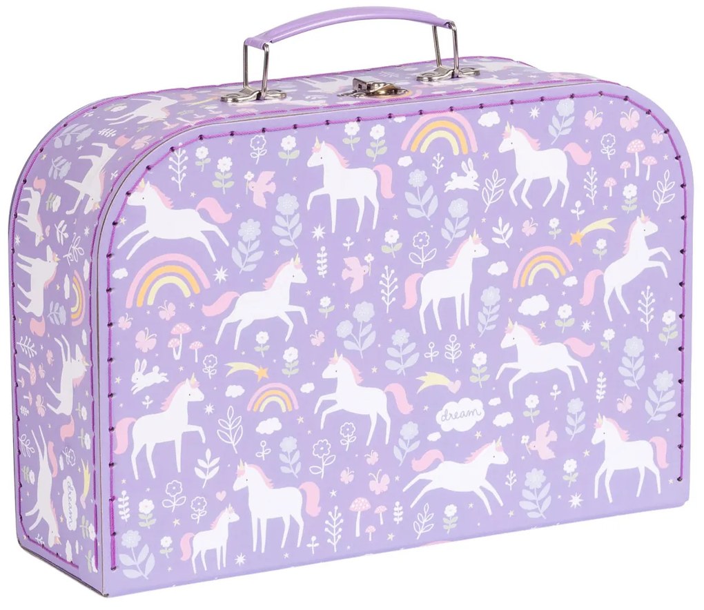 A Little Lovely Company - súprava dvoch kartónových kufríkov - jednorožce a dúha