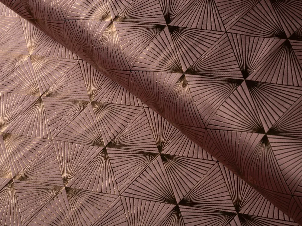Biante Zamatová obliečka na vankúš Isabela IBL-009 Rose Gold trojuholníky na staroružovom 40 x 40 cm