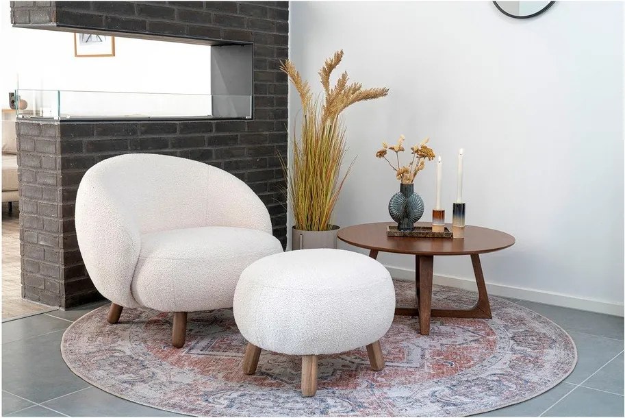 Krémovobiele kreslo s podnožkou Savona – House Nordic