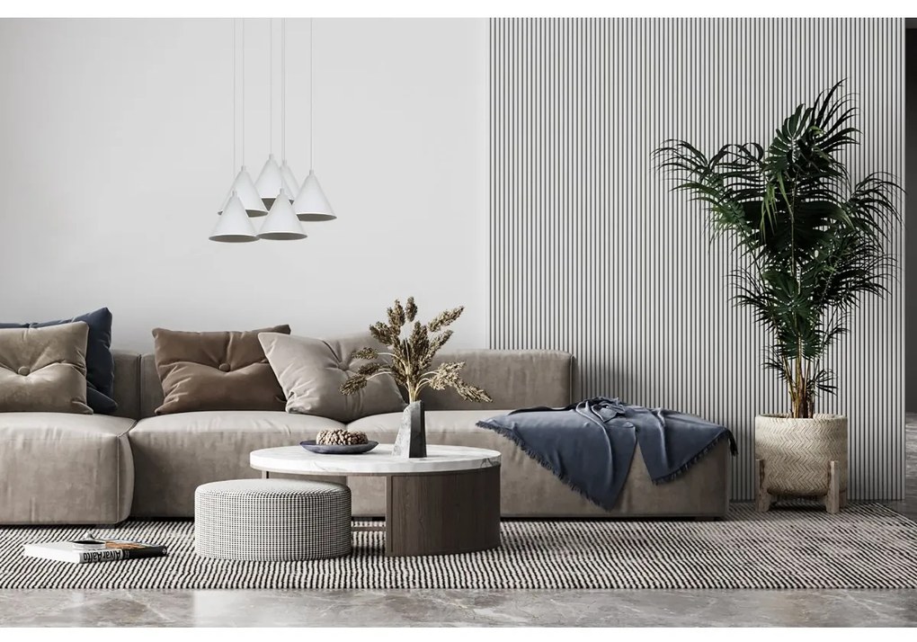 Závesné svietidlo Soho, 6x biele kovové tienidlo, o