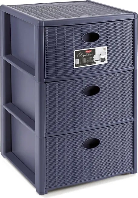 STEFANPLAST Plastový úložný regál Elegance, 3 zásuvky, modrý