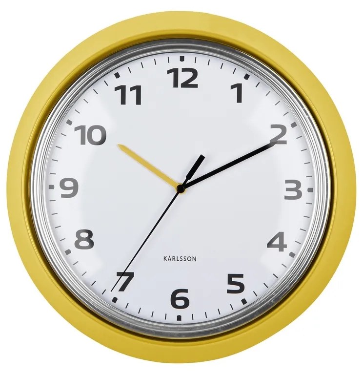 Karlsson 6006YE dizajnové nástenné hodiny žltá, pr. 34 cm