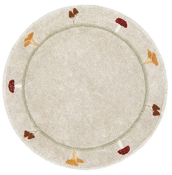 Béžový prateľný ručne tkaný bavlnený detský koberec ø140 cm Chanterelle – Lorena Canals