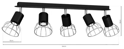 Bodové svietidlo DANTE 5xGU10/25W/230V čierna/lesklý chróm