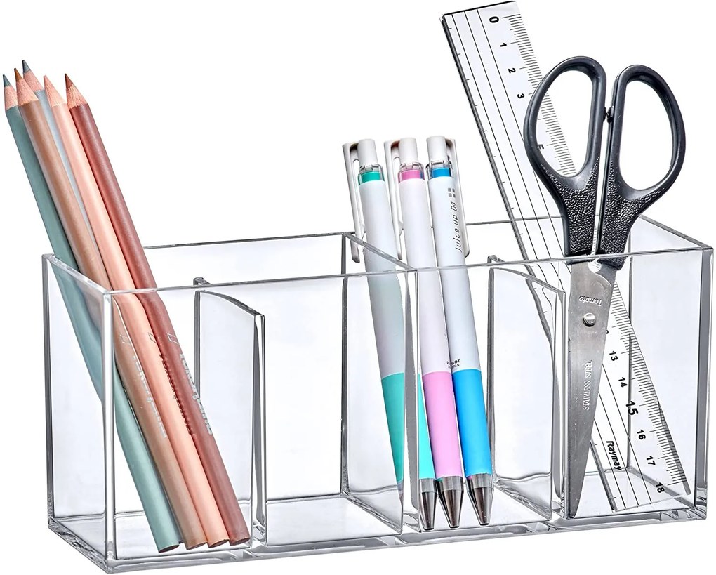 5Five® Transparentný box, 4 priehradky na stojace predmety, SELENA