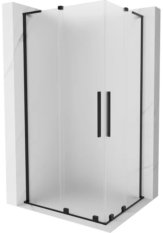 Mexen Velar L Duo, sprchový kút s posuvnými dverami 100 x 90 cm, 8mm sklo námraza, čierna matná, 871-100-090-02-33-70