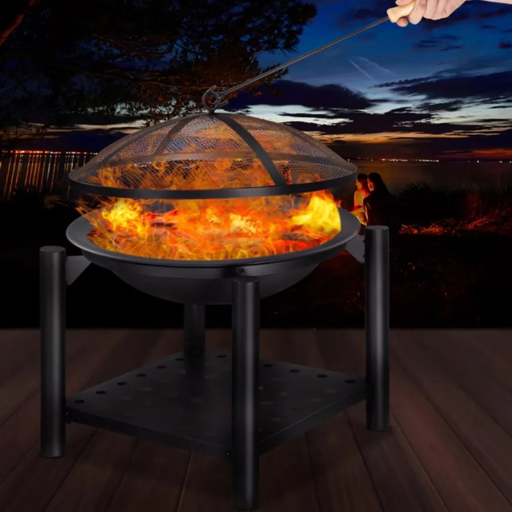 Gardebruk Ohnisko s priestorom na drevo FIRE, Ø55cm, čierna