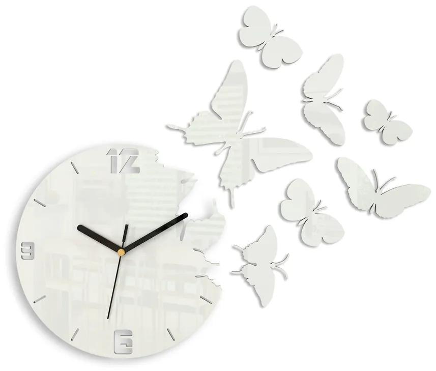 Moderné nástenné hodiny MOTÝLE WHITE HMCNH003-white