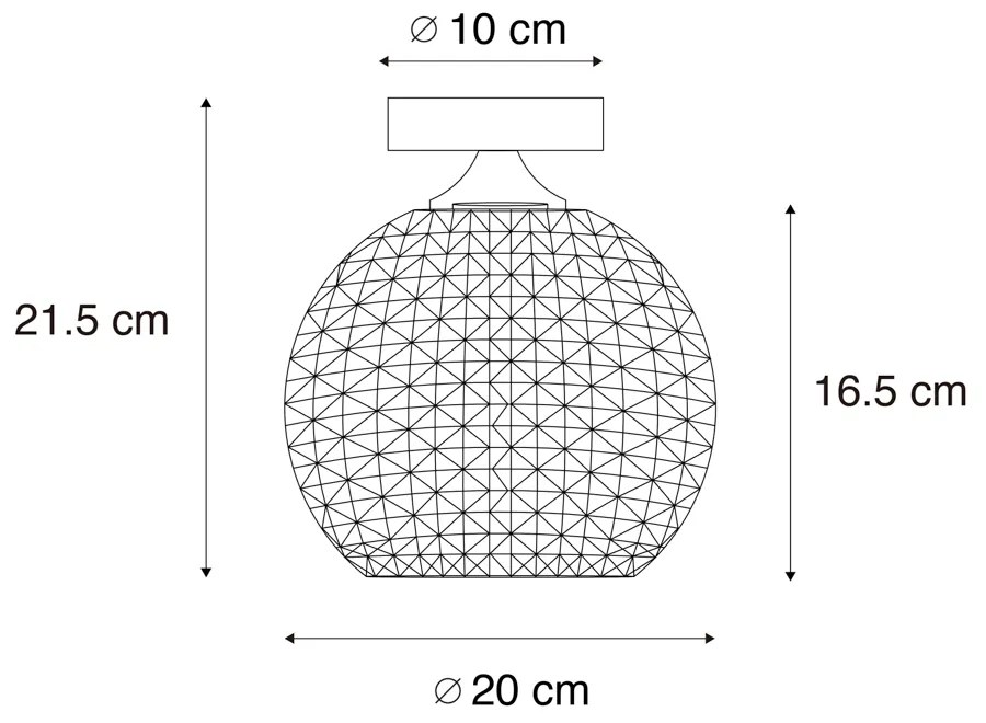 Stropné svietidlo v štýle Art Deco čierne s dymovým sklom - Sphere