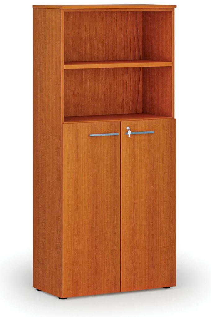 Kombinovaná kancelárska skriňa PRIMO WOOD, dvere na 3 poschodia, 800 x 420 x 1781 mm, čerešňa