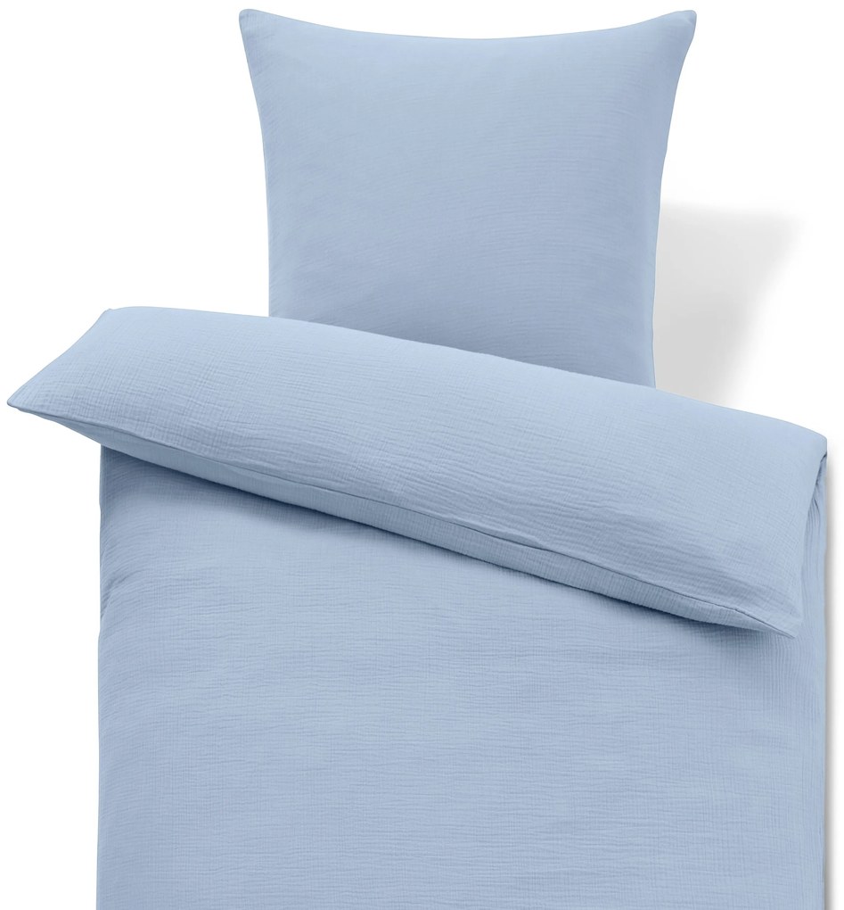 Mušelínová posteľná bielizeň, svetlomodrá, štandardná veľkosť