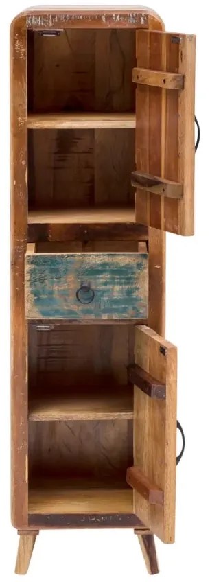 furniture-nabytek.cz - Masivní koupelnová vysoká skříňka Calcutta II z recyklovaného dřeva, lakovaná, vícebarevná – 35×35×135 cm
