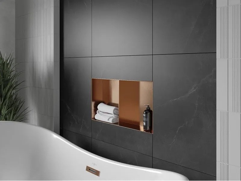 Mexen X-Wall-NR, polica na zapustenie bez príruby 60 x 30 cm, medená matná - 19C1603010S