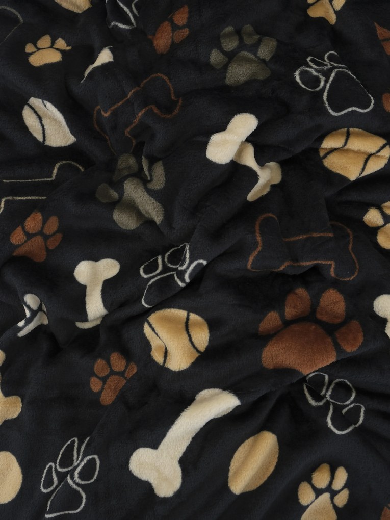 Deka mikroplyš Exclusive 150 × 200 cm – Psie labky čierne