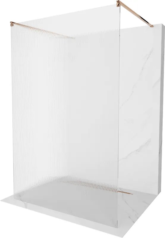 Mexen Kioto voľne stojaca sprchová stena 130 x 200 cm, prúžky 8 mm, Zlatoružová - 800-130-002-60-09