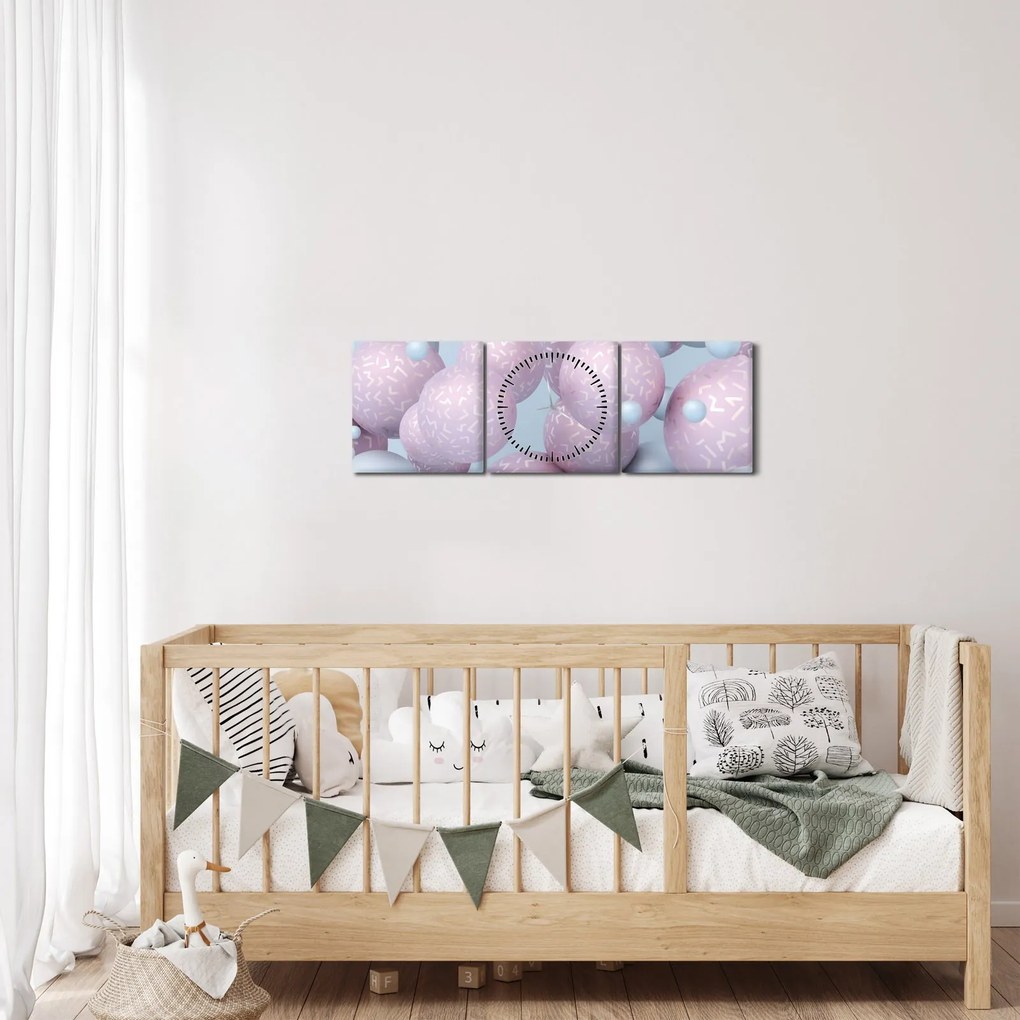 Abstraktný obraz - Pastelové guľa (s hodinami) (90x30 cm)