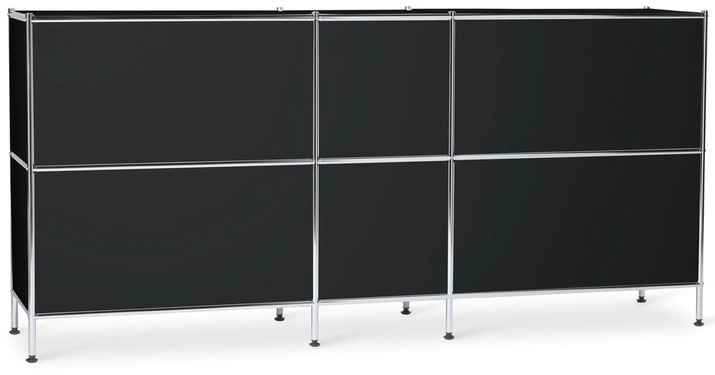 Veľká kovová odkladacia skrinka »CN3« so 6 výklopnými priehradkami, čierna