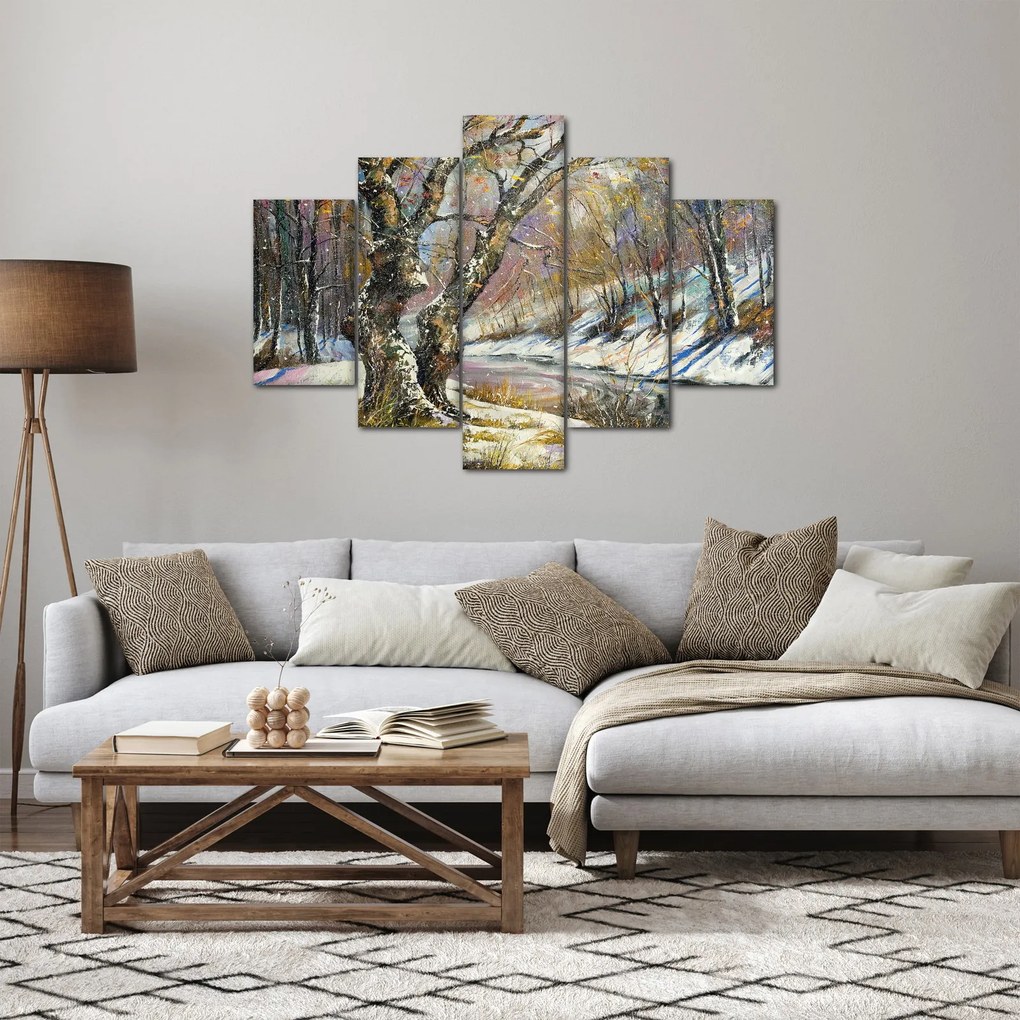 Obraz maľovanej zimnej krajiny (150x105 cm)