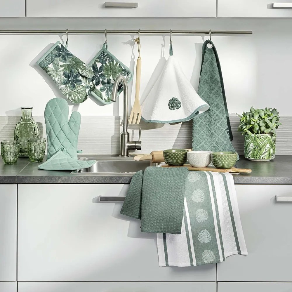 Bielo-zelený froté bavlnený uterák 60 cm Ardenia – douceur d'intérieur