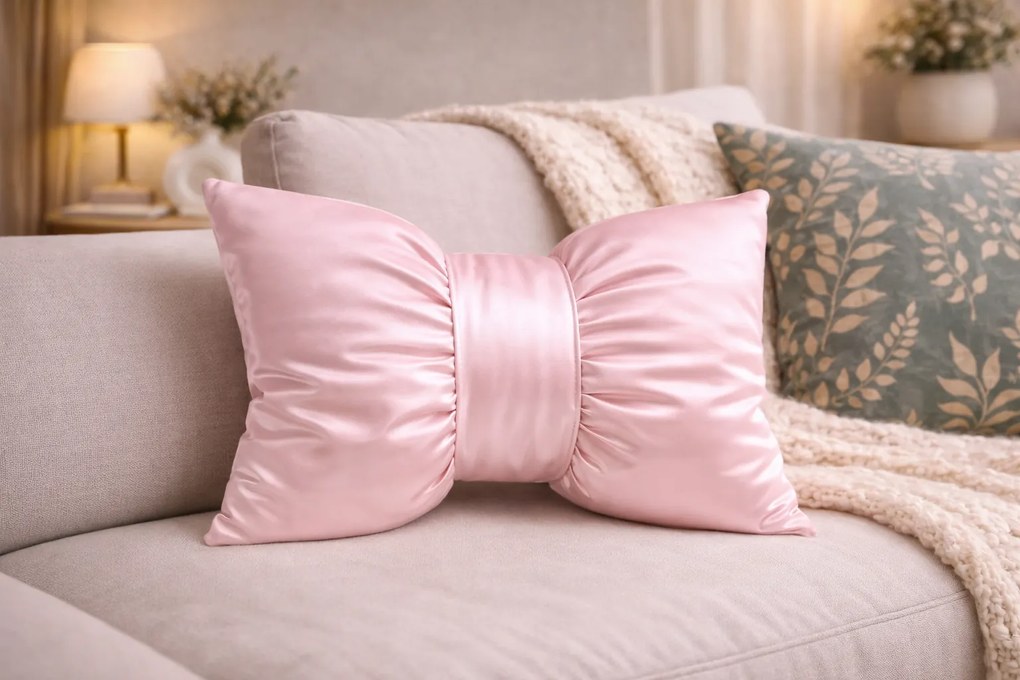 INTERMEDIC SK Dekoračný vankúš Mašľa ružová Veľkosť: 40x30 cm