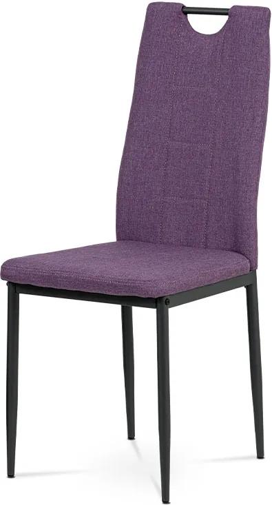 jedálenská stolička , fialová látka, antracit kov mat 42x53x97x46 cm