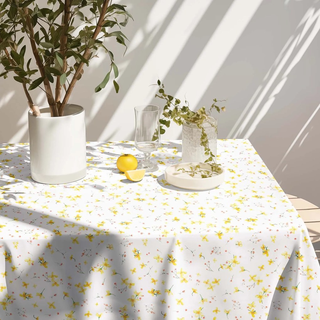 Goldea hranatý obrus valencia - kvety narcisov 140 x 220 cm