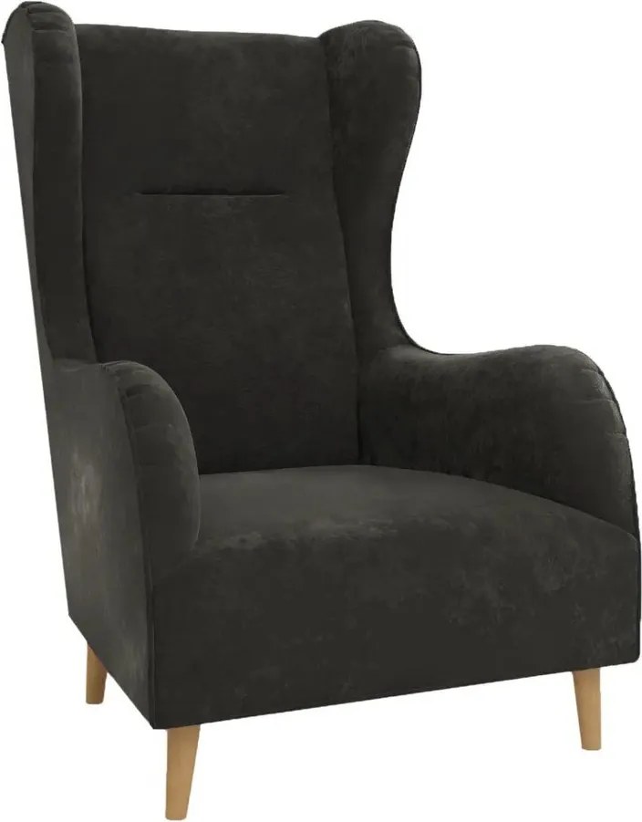 Tmavosivé zamatové kreslo ušiak Carole – Ropez