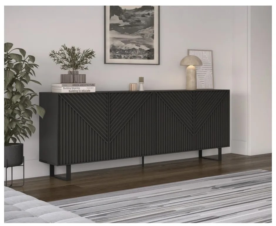 Čierna komoda 201x80x40 cm Peta – Marckeric