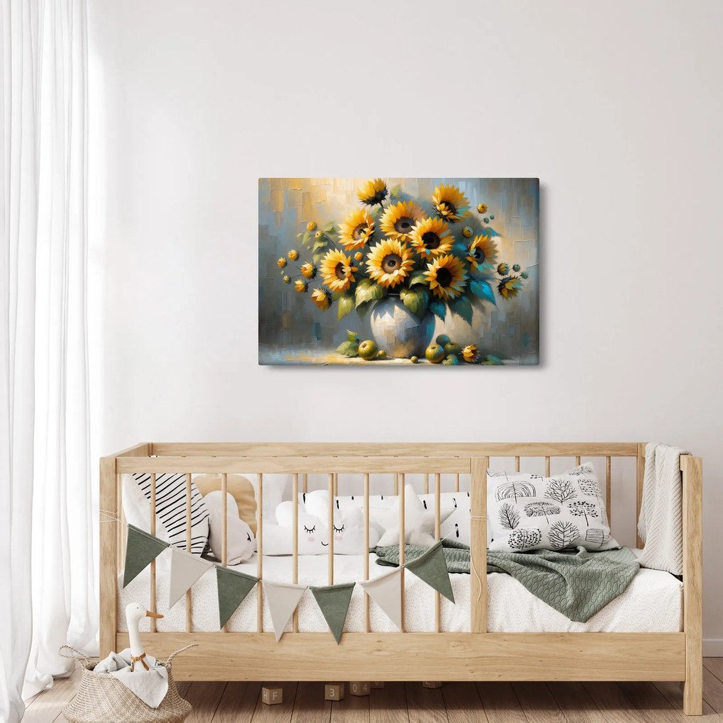 Obraz – Váza so slnečnicami (90x60 cm)