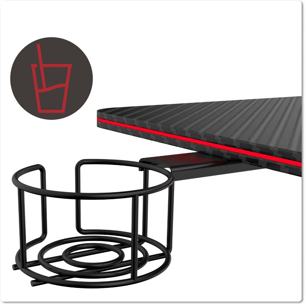 Výškovo nastaviteľný elektrický herný stôl SHADOW GAMER 2.0 LED RGB 120 cm čierny