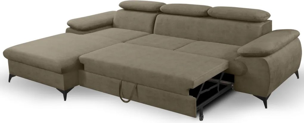 Rohová sedacia súprava Scala, hnedá látka, ľavý roh