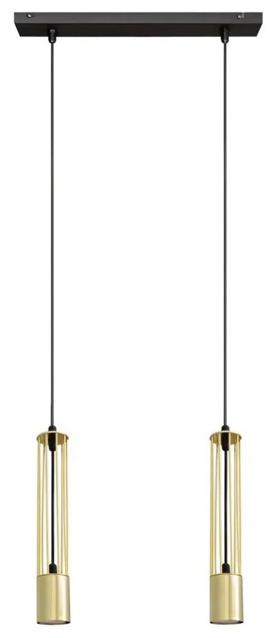 LED Luster na lanku BARS 2xGU10/4,8W/230V zlatá/čierna