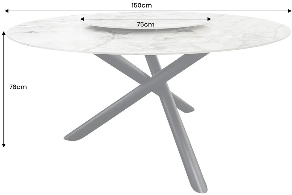 Okrúhly jedálenský keramický stôl Ganya 150 cm viacfarebný