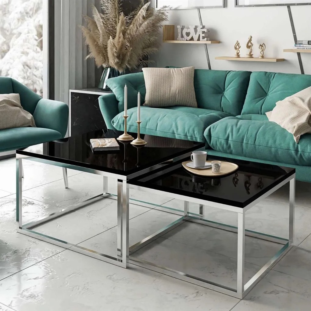 KONFERENČNÝ STOLÍK BELLA ČIERNY LESK + CHRÓM