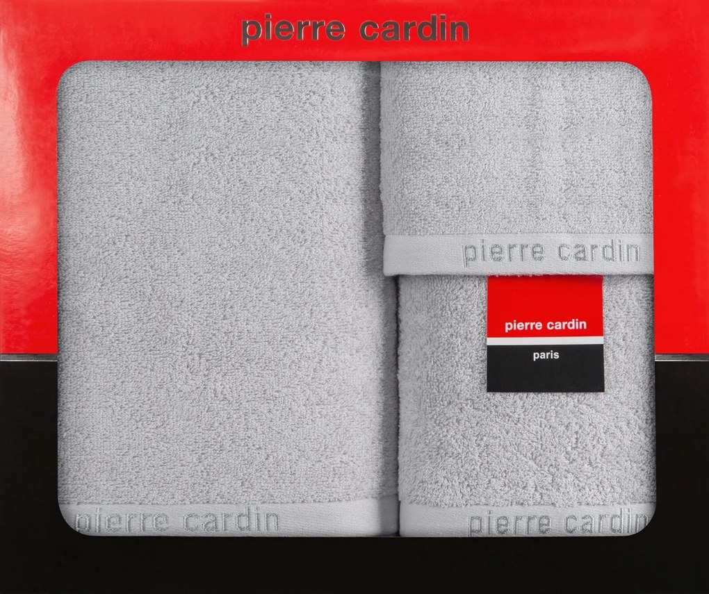 BAVLNENÝ UTERÁK PIERRE CARDIN EVI SADA 3KS 30X50 CM, 50X90 CM, 70X140 CM STRIEBORNÁ
